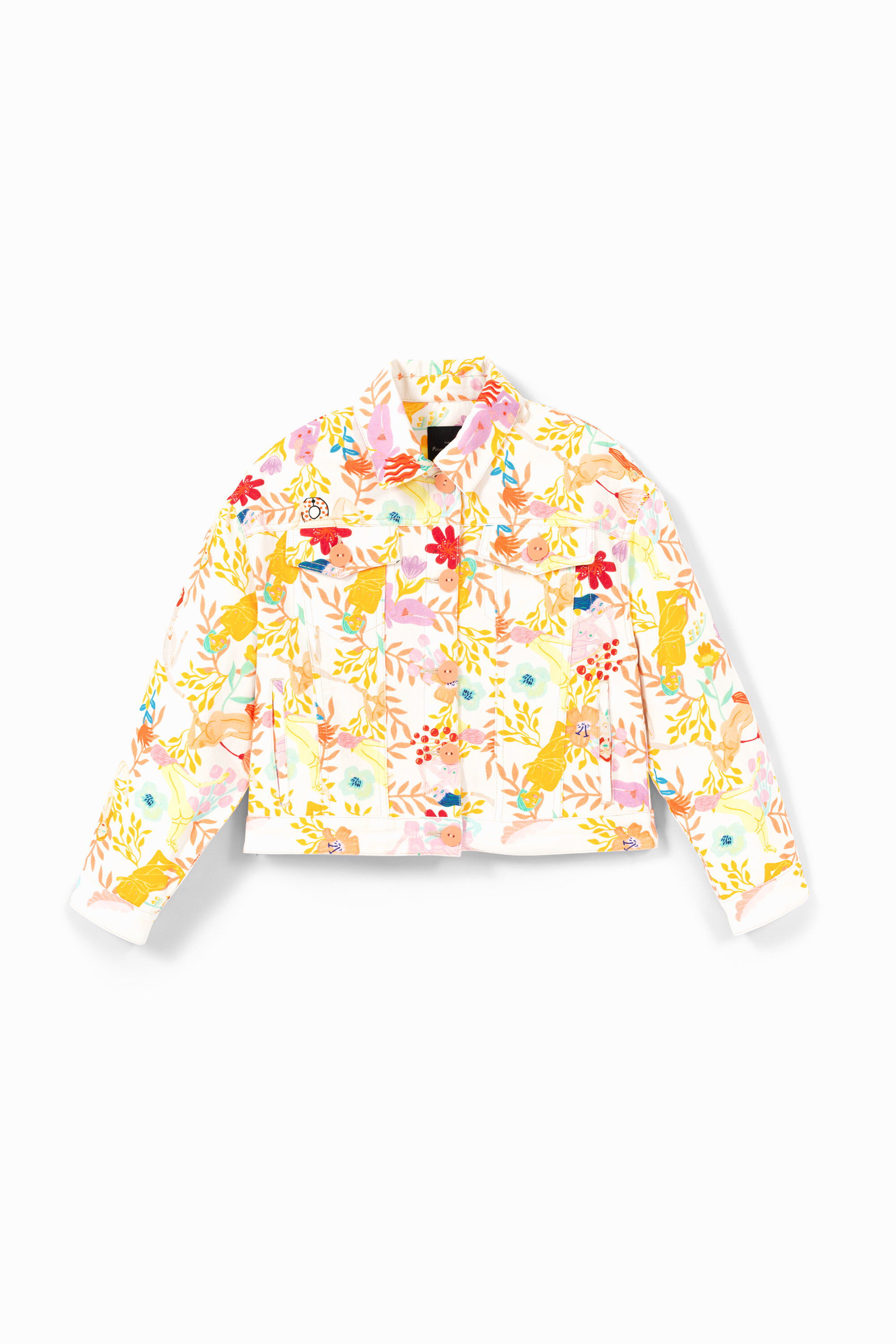 Desigual Illustrated Jacket In Material Finishes