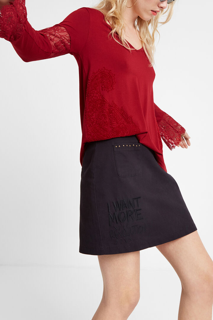 T-shirt dentelle fleuri | Desigual