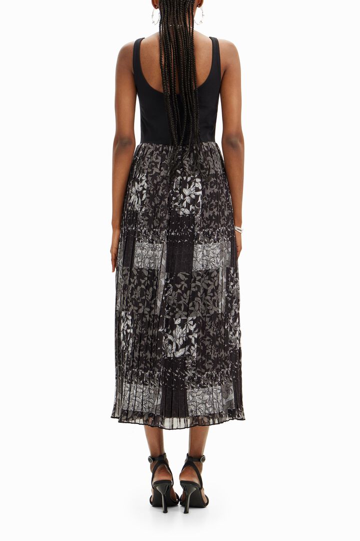 Pleated combination midi dress | Desigual