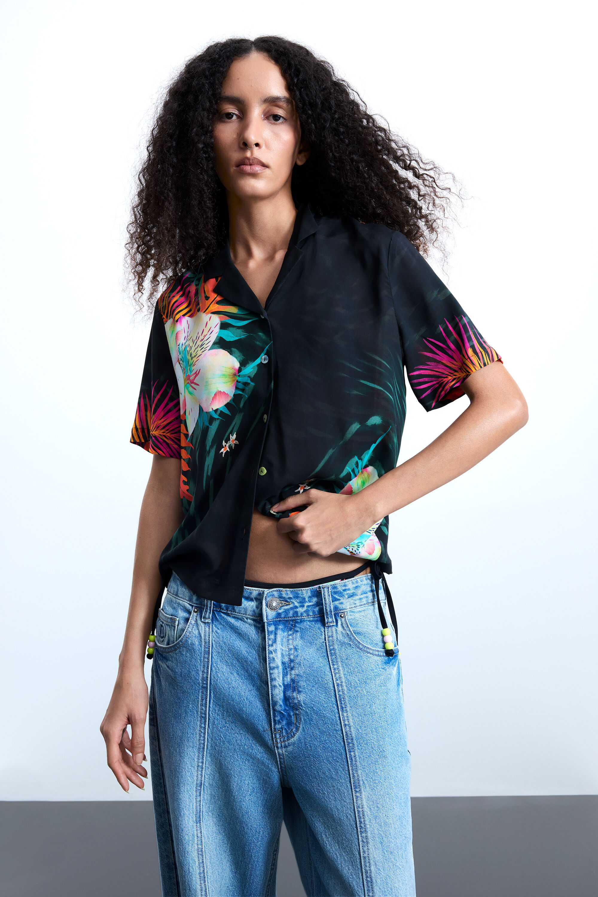 Desigual, Tropenhemd, Damen, Viskose, Schwarz, XL