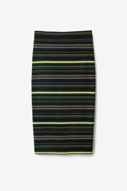 Striped slim midi skirt