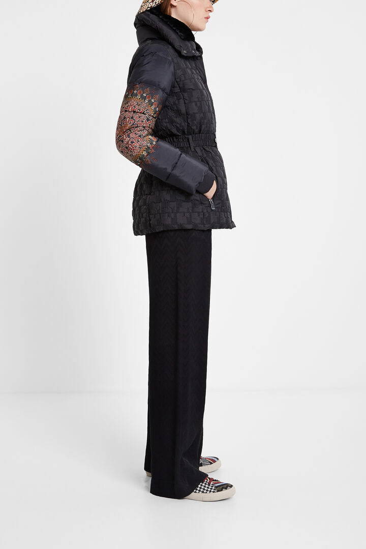 Adjustable waist funnel neck padded jacket | Desigual
