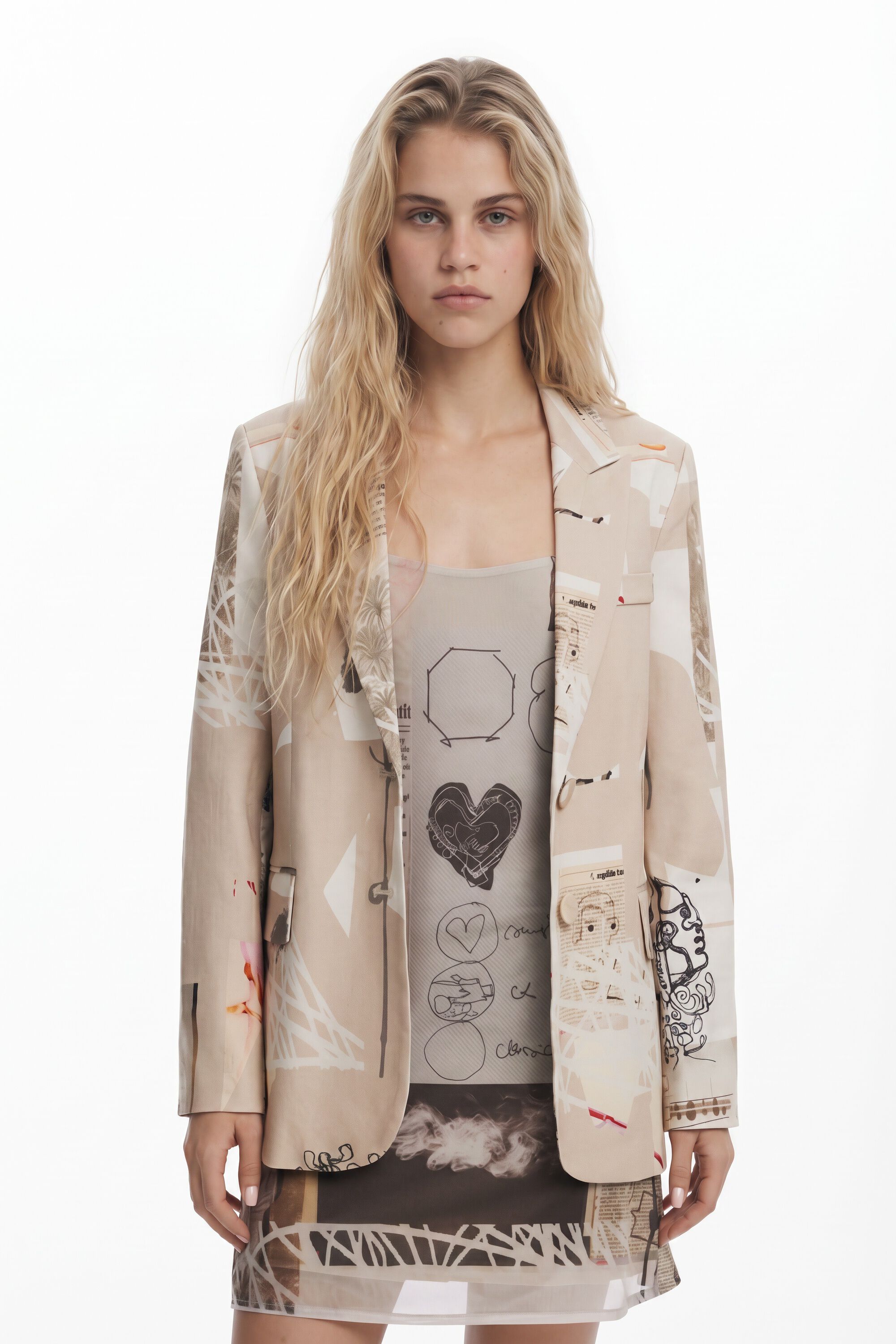 Desigual, Chaqueta diseñada por Mr. Christian Lacroix, Algodon, MarróN