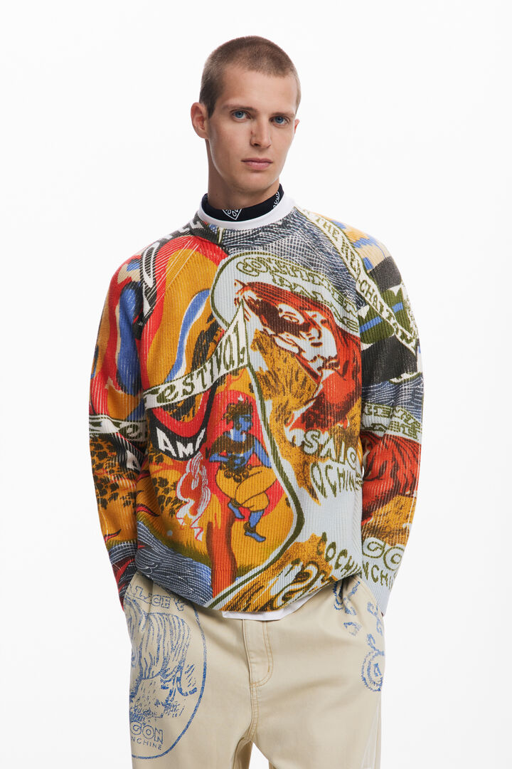 Ethnic print sweater