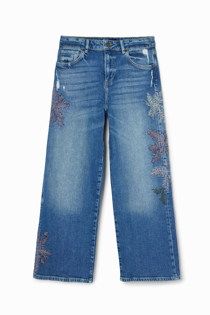 Pantalon en denim floral