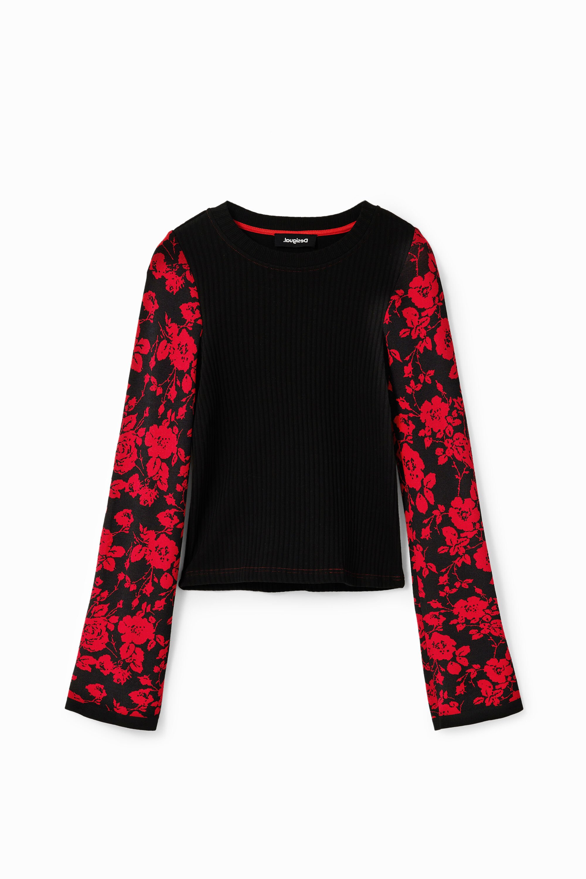 Desigual, Shirt Jacquard Blumen, Schwarz, M
