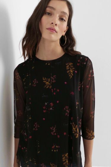 Floral T-shirt tulle sleeves | Desigual