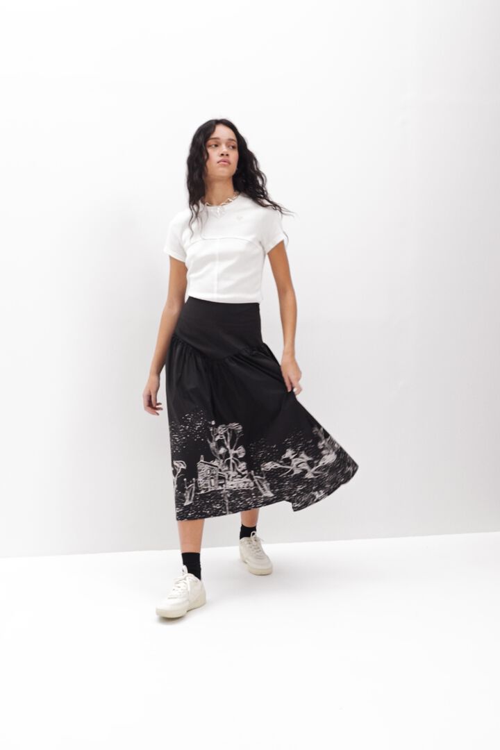 Poplin landscape midi skirt | Desigual
