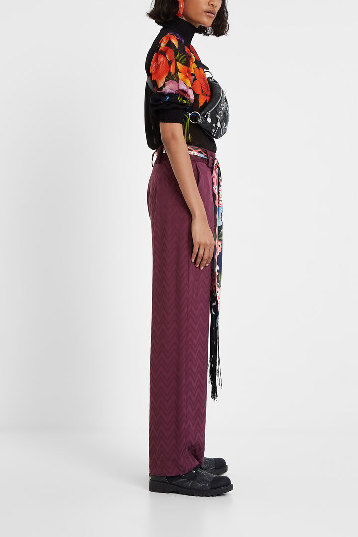 Pantalon jacquard ceinture foulard | Desigual