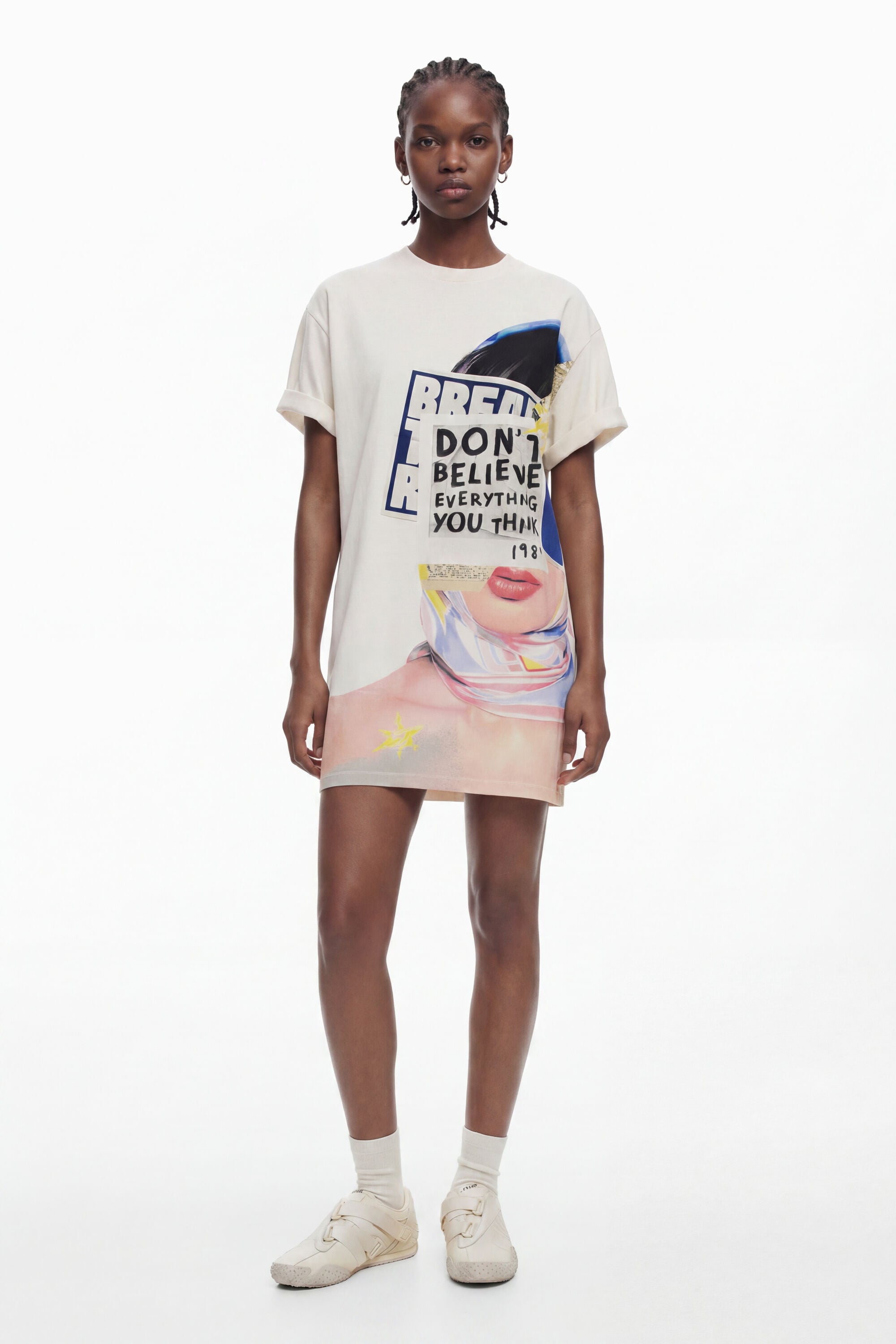 Desigual, Sukienka w stylu koszulki, Kobieta, BaweŁNa, BrąZowy, XS/S