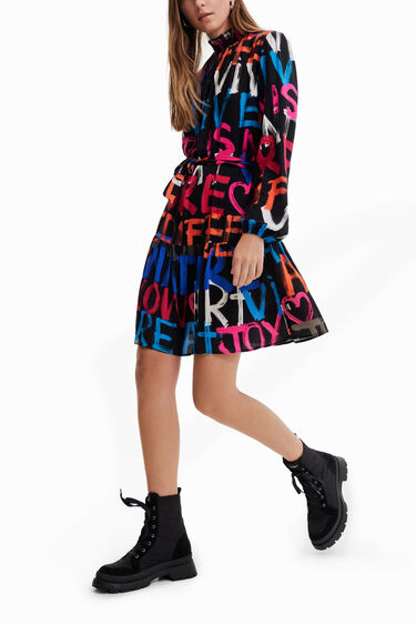 Short tunic dress with messages | Desigual