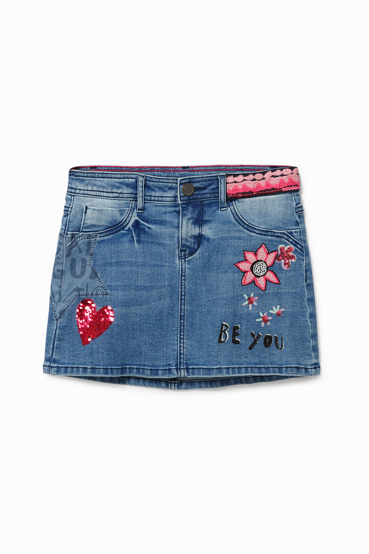 Mini falda vaquera adornada | Desigual