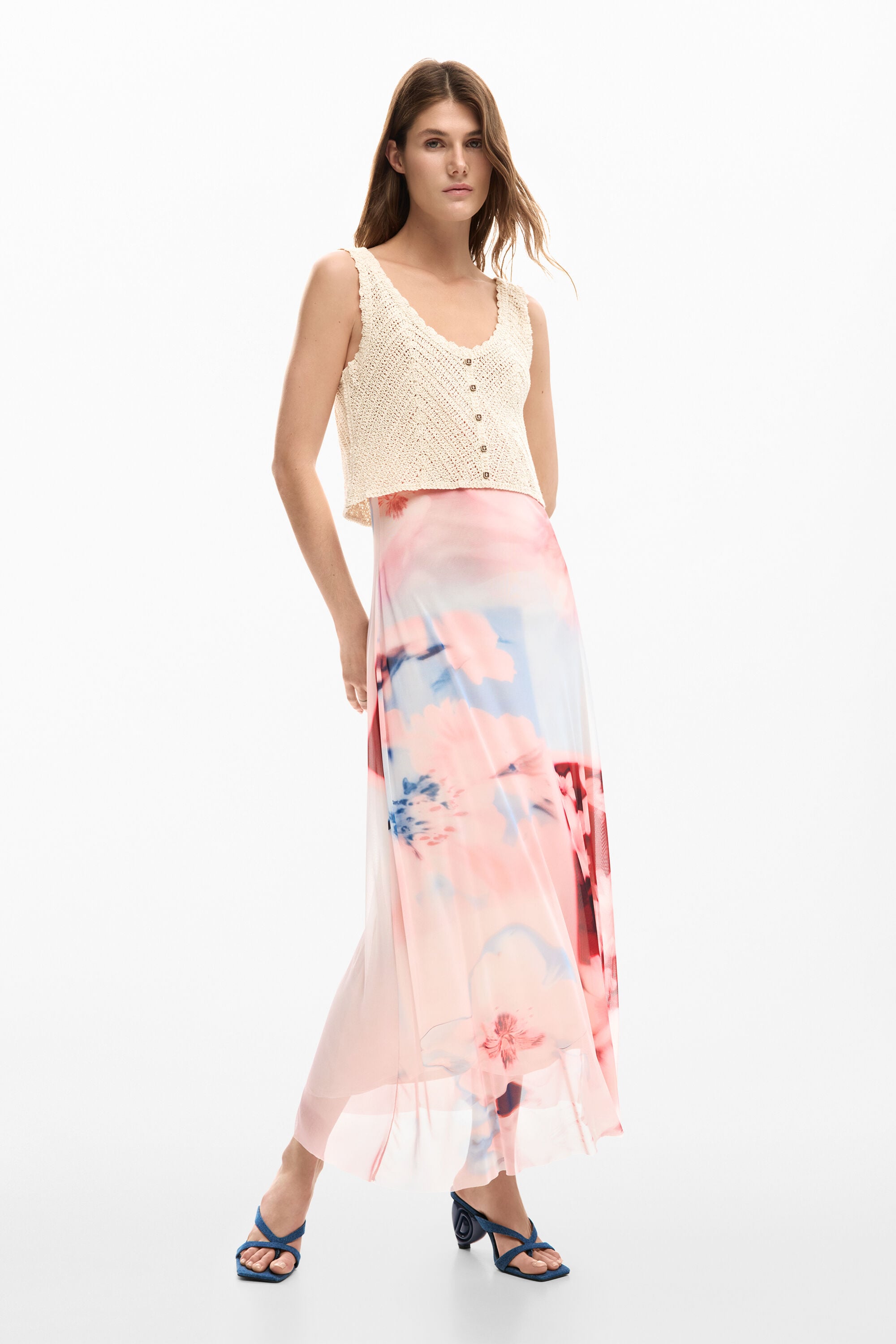 Desigual, Kombiniertes Häkelkleid, Damen, Baumwolle, Rot, XL