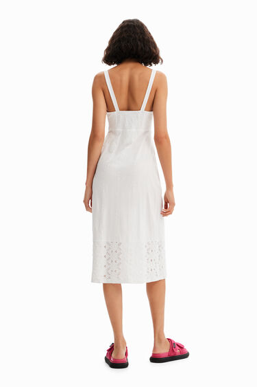 Vestido midi bordado tirantes | Desigual