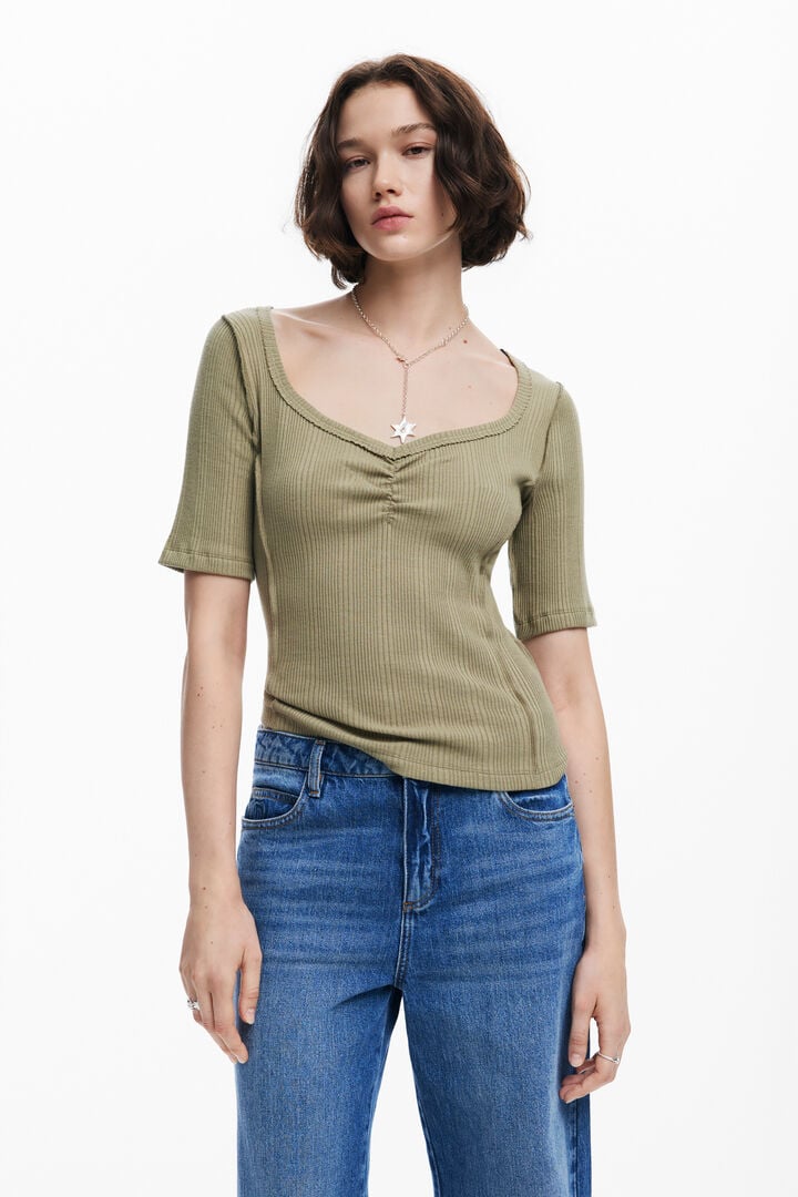 Camiseta escote fruncido | Desigual