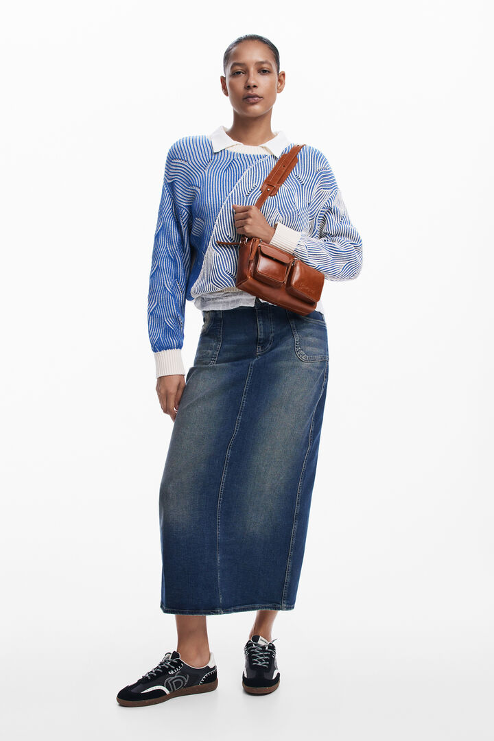 Denim midi skirt