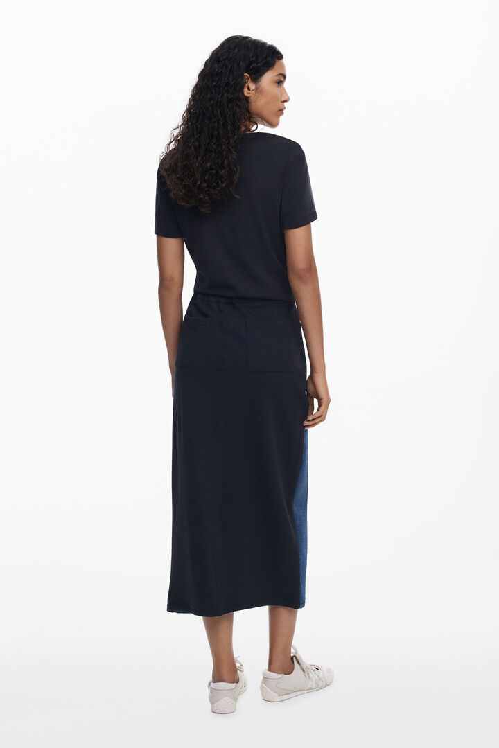 Combined denim midi skirt | Desigual