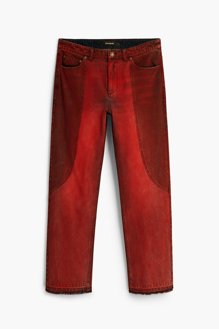 Paneled denim pants