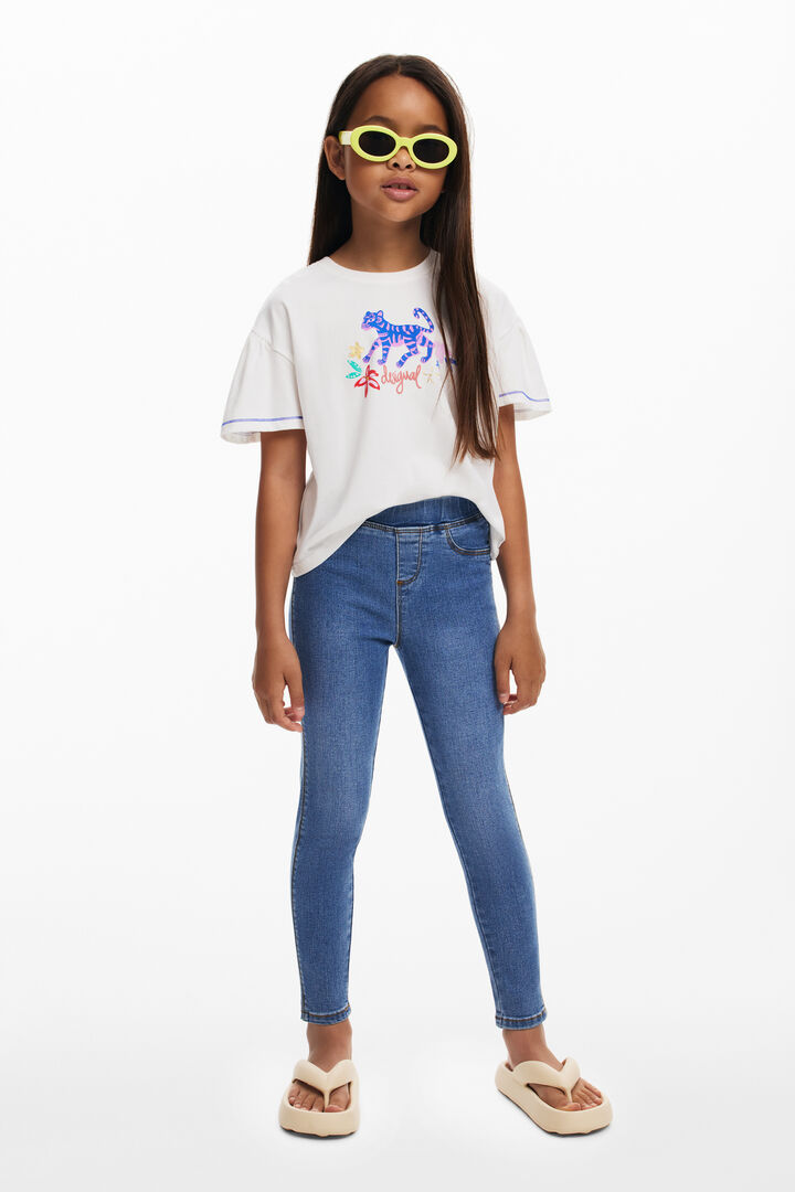 Denim leggings logo