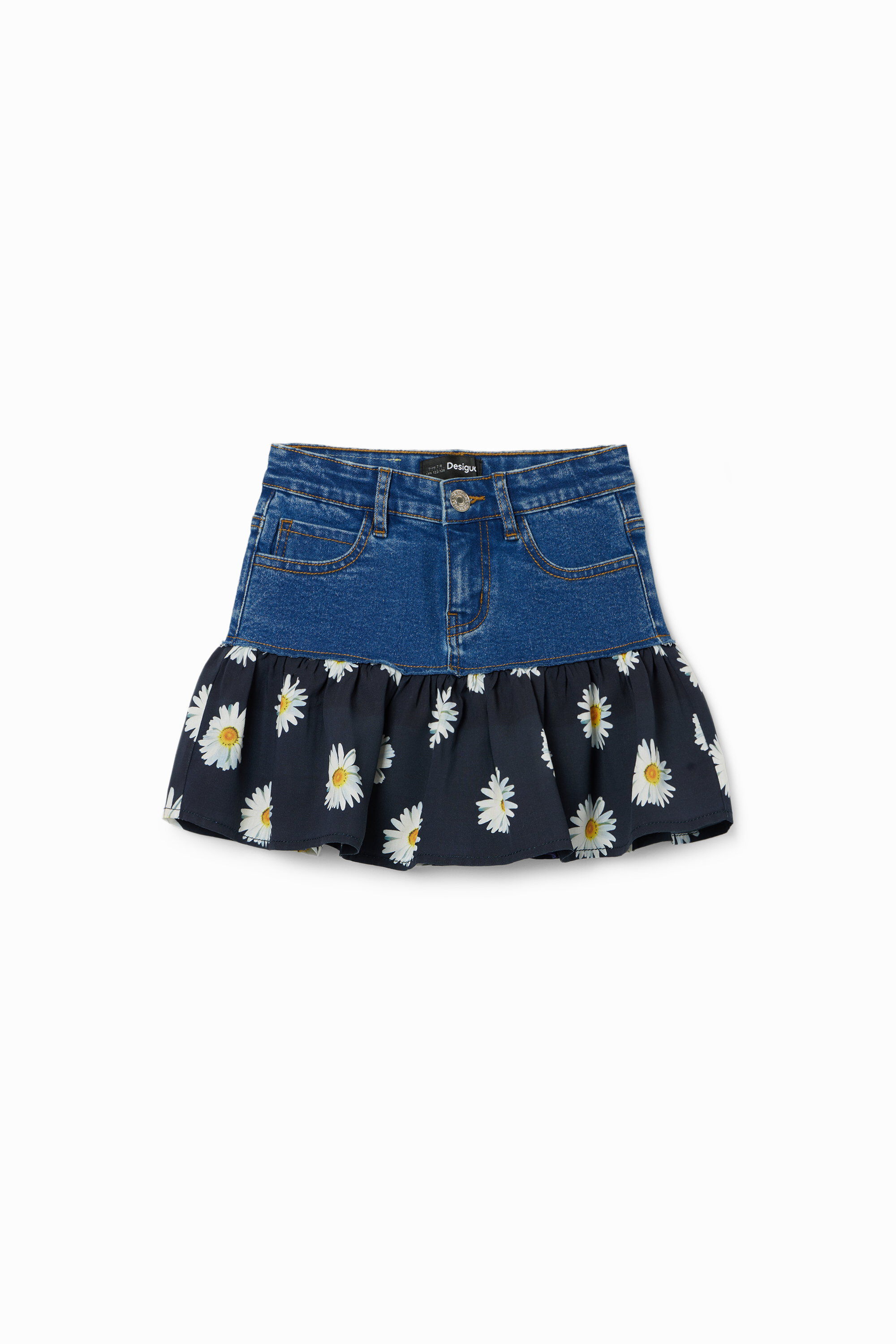 Minifalda vaquera volante margaritas - BLUE - 7/8