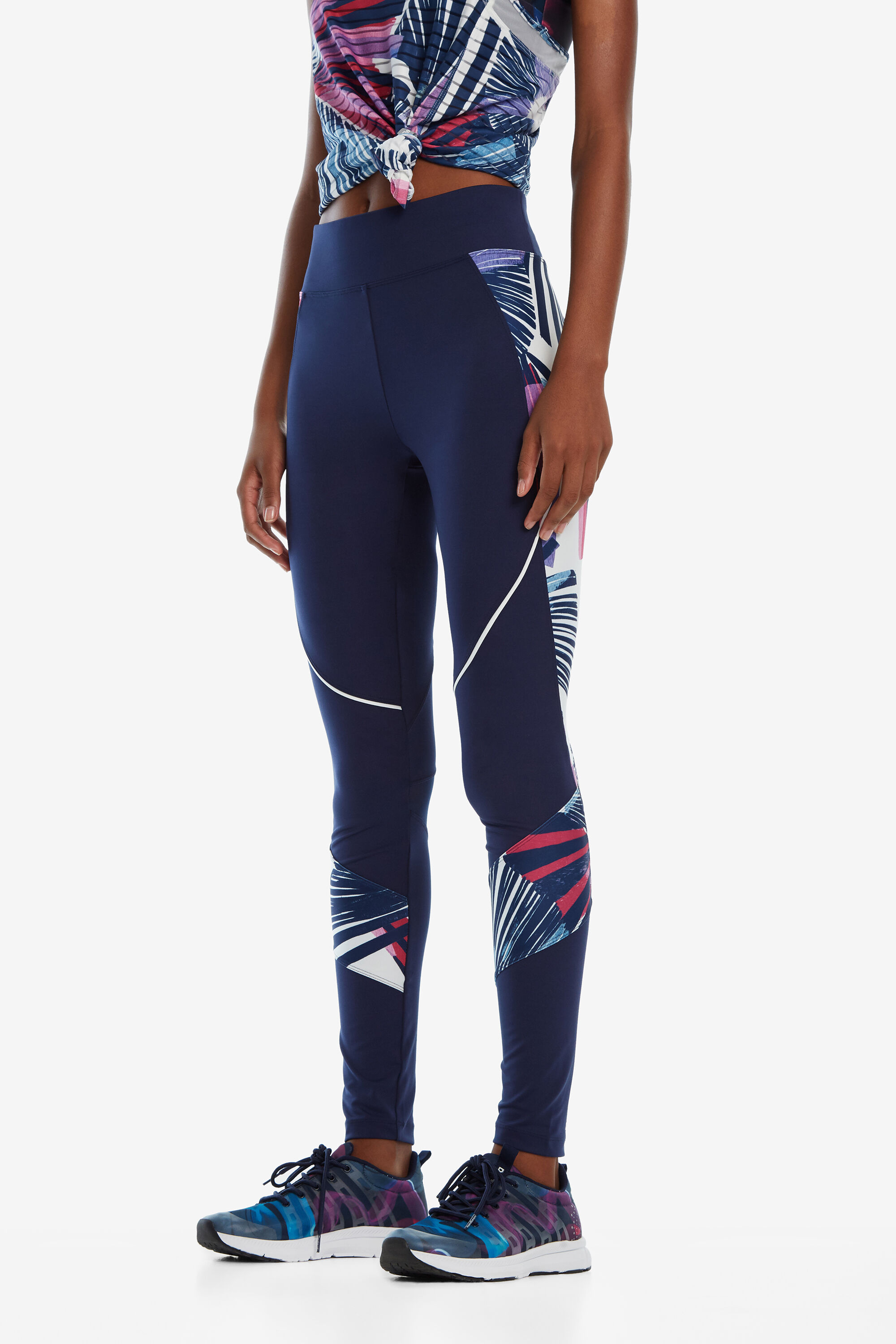 DESIGUAL Pink and white stripe leggings with galactic detail S 3//4 years