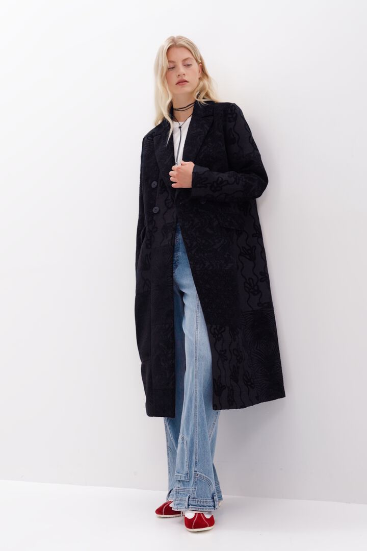 Manteau noir texturé | Desigual