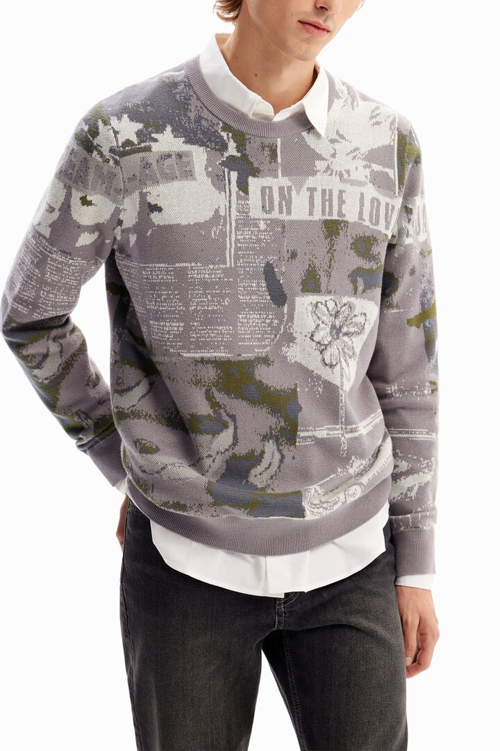 Jacquard newspaper pullover | Desigual