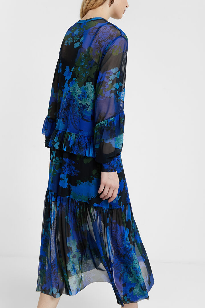 Vestido midi de gasa con camuflaje floral | Desigual