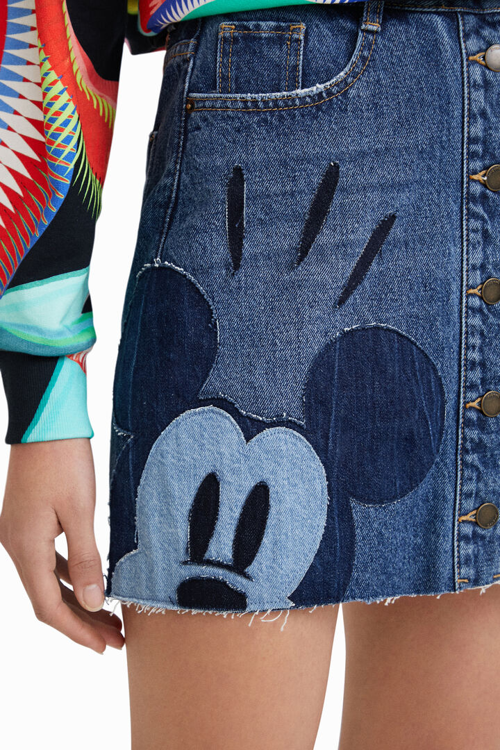 Mini-jupe en jean patch Mickey Mouse | Desigual