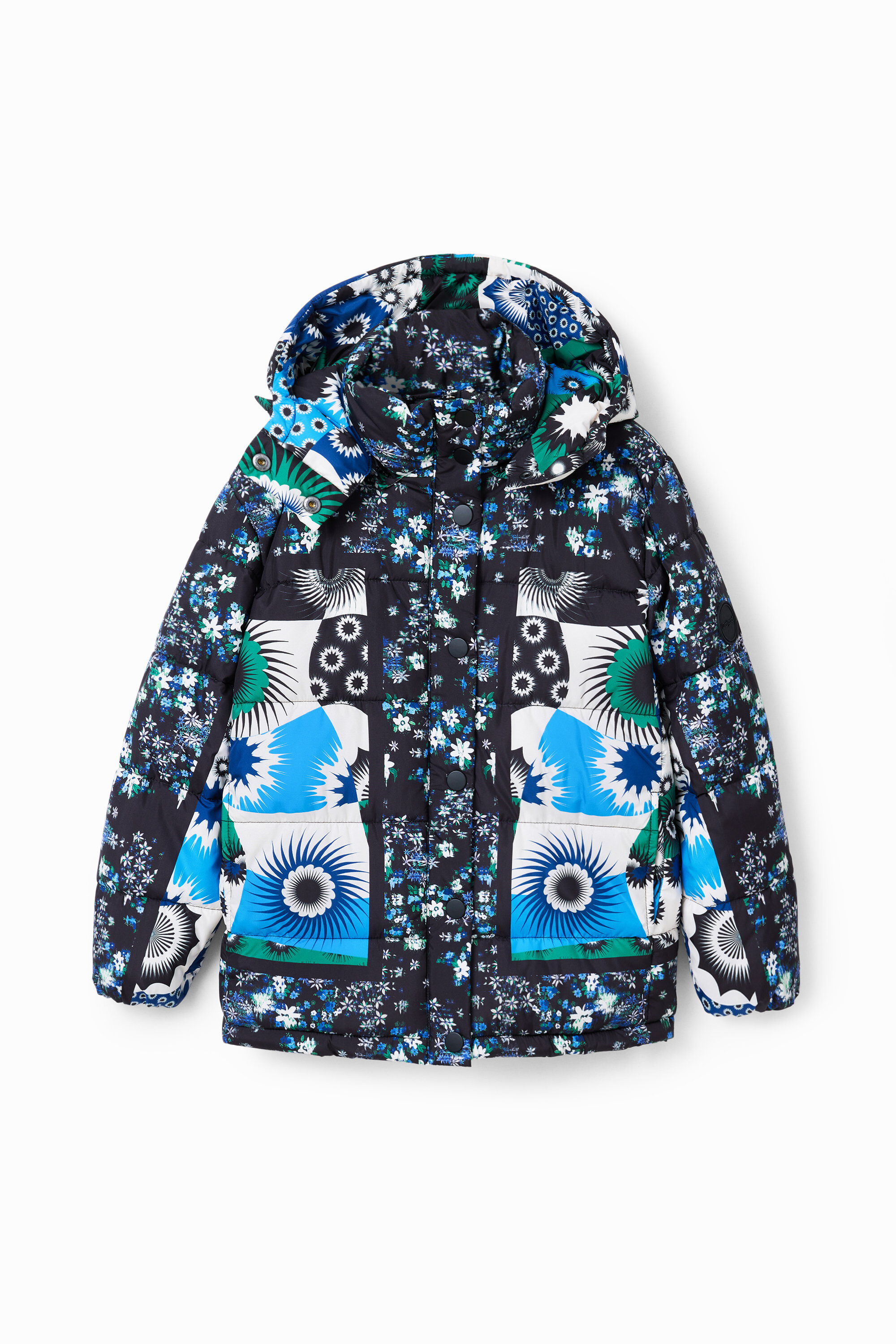 Patchwork padded jacket - BLUE - 13/14