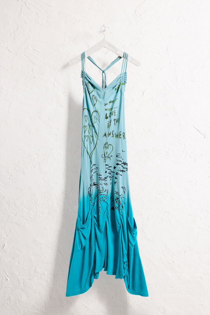 Vintage halter dress with lettering