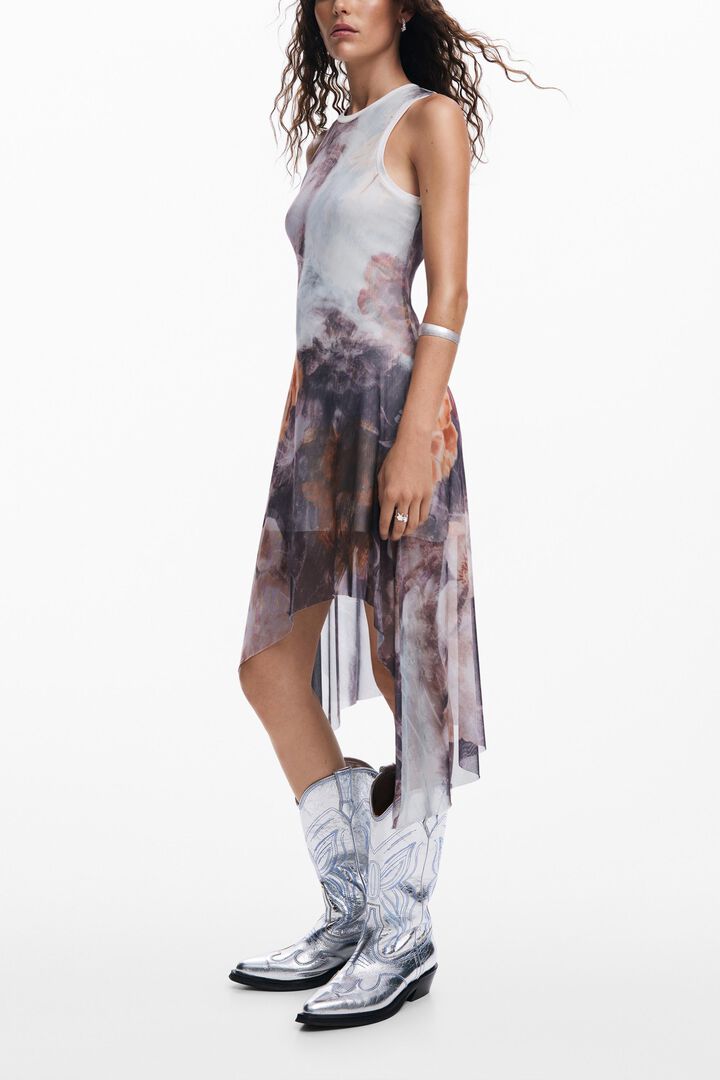Vestido asim&eacute;trico flores | Desigual