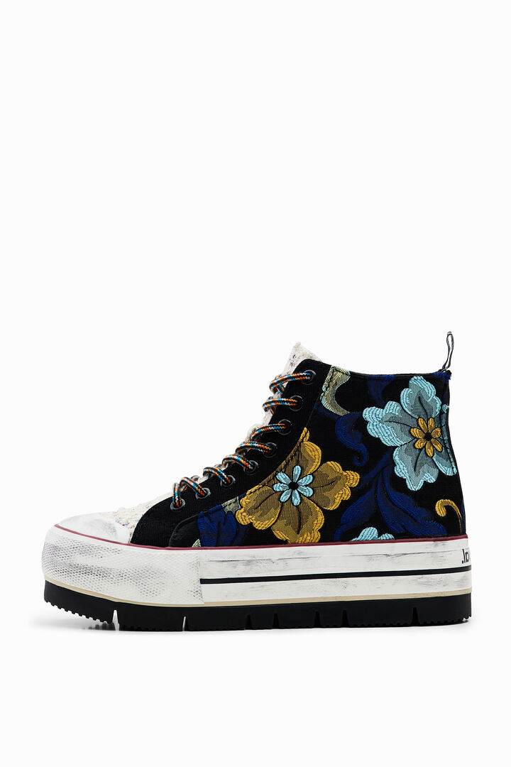 Hoge sneaker met plateauzool en jacquard