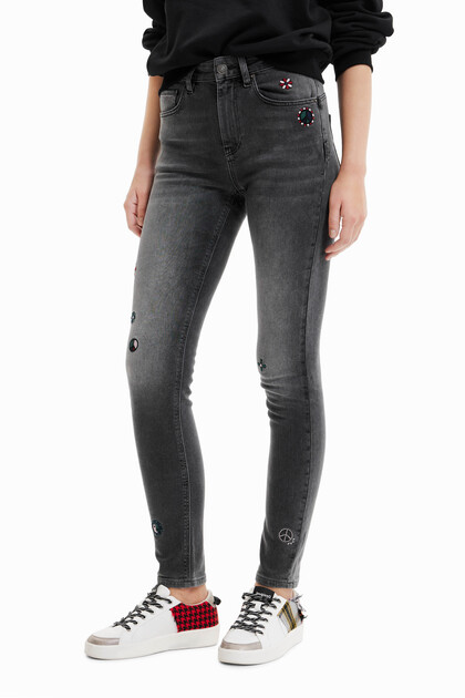 Embroidered skinny push-up jeans