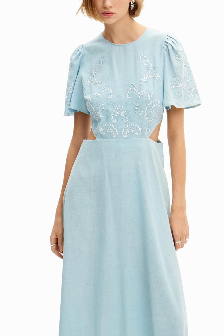 Embroidered cut-out midi dress | Desigual