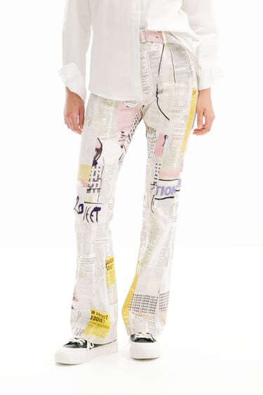 Newspaper flare trousers | Desigual