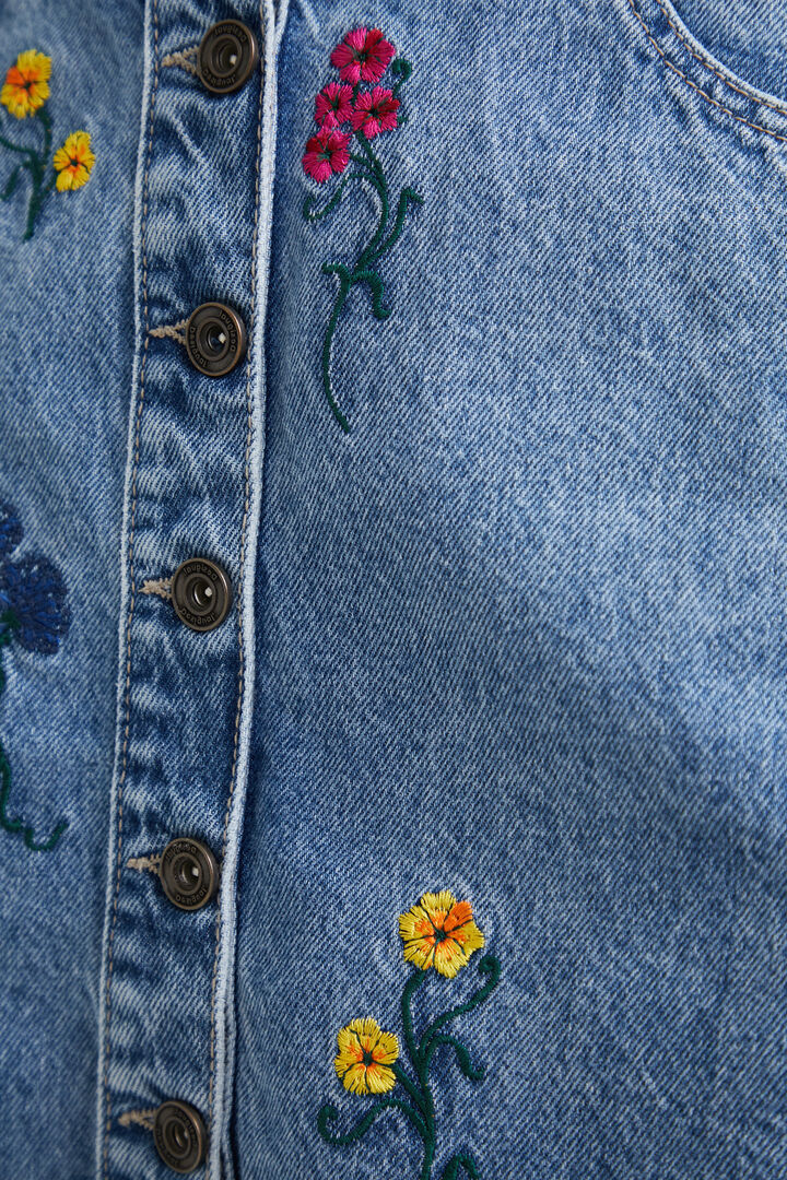 Dżinsowa spódnica mini w kwiaty | Desigual