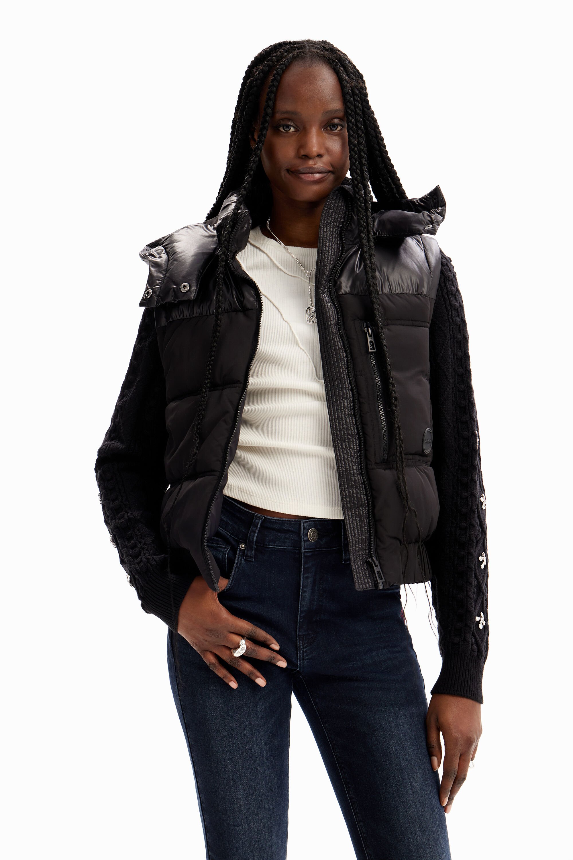 Desigual Detachable-sleeve padded jacket