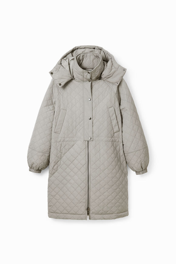 Puff-sleeve quilted coat