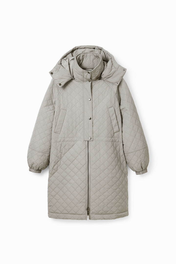 Puff-sleeve quilted coat