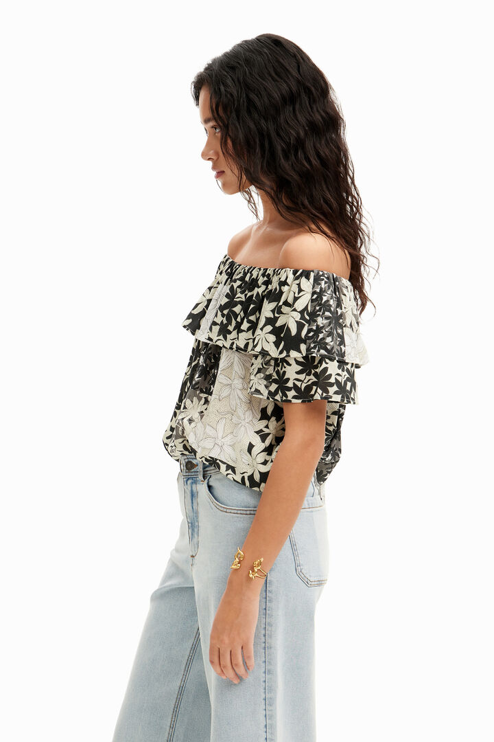 Patchwork floral ruffle blouse | Desigual
