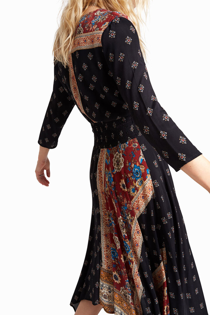 Long asymmetric patchwork dress | Desigual