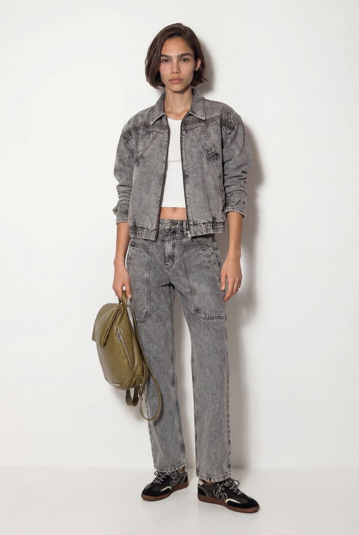 DENIM DETACHABLE SLEEVE JACKET