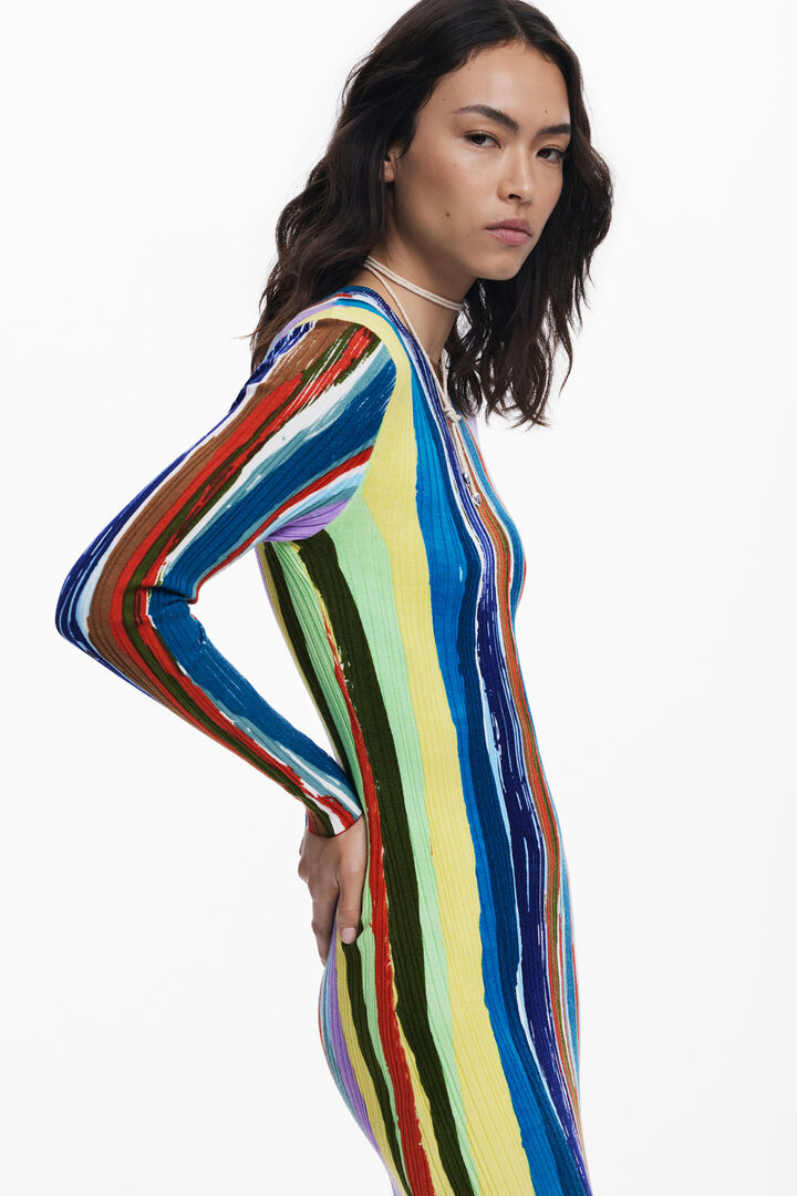 Vestido canalé rayas colores | Desigual