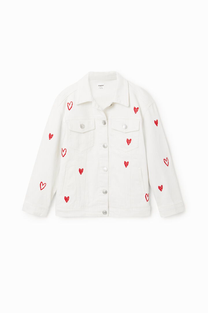 Veste en jean oversize cœurs