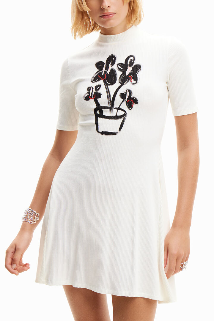 Vestido mini skater planta | Desigual