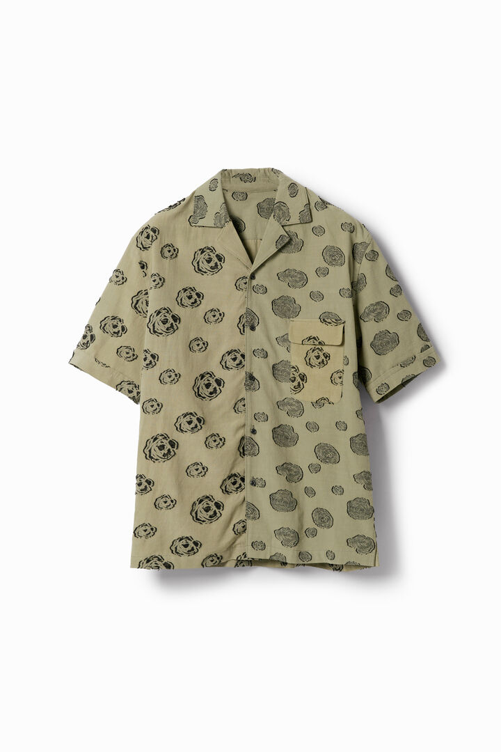 Short-sleeved shirt with roses