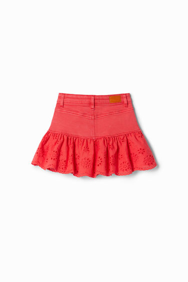 Glossy ruffle denim mini skirt | Desigual