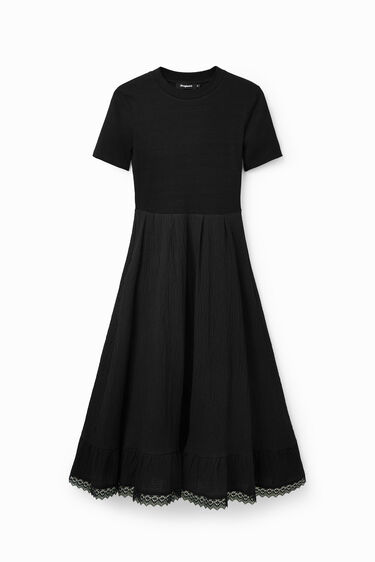 Combination textured midi dress | Desigual