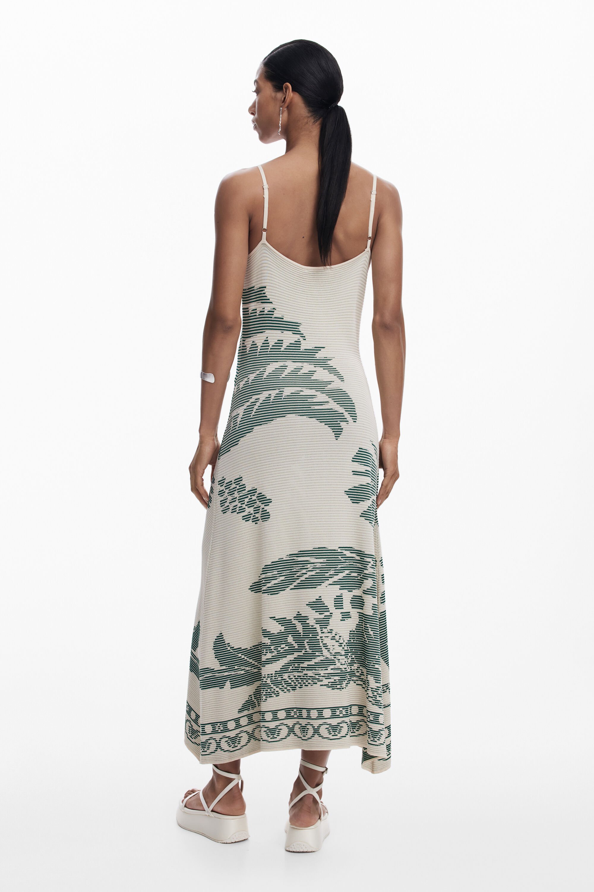 Desigual Palm Texture Dress In White